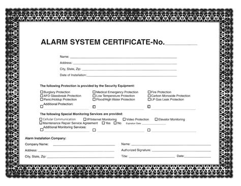 Free Printable Certificate Fire Alarm Certificate Template